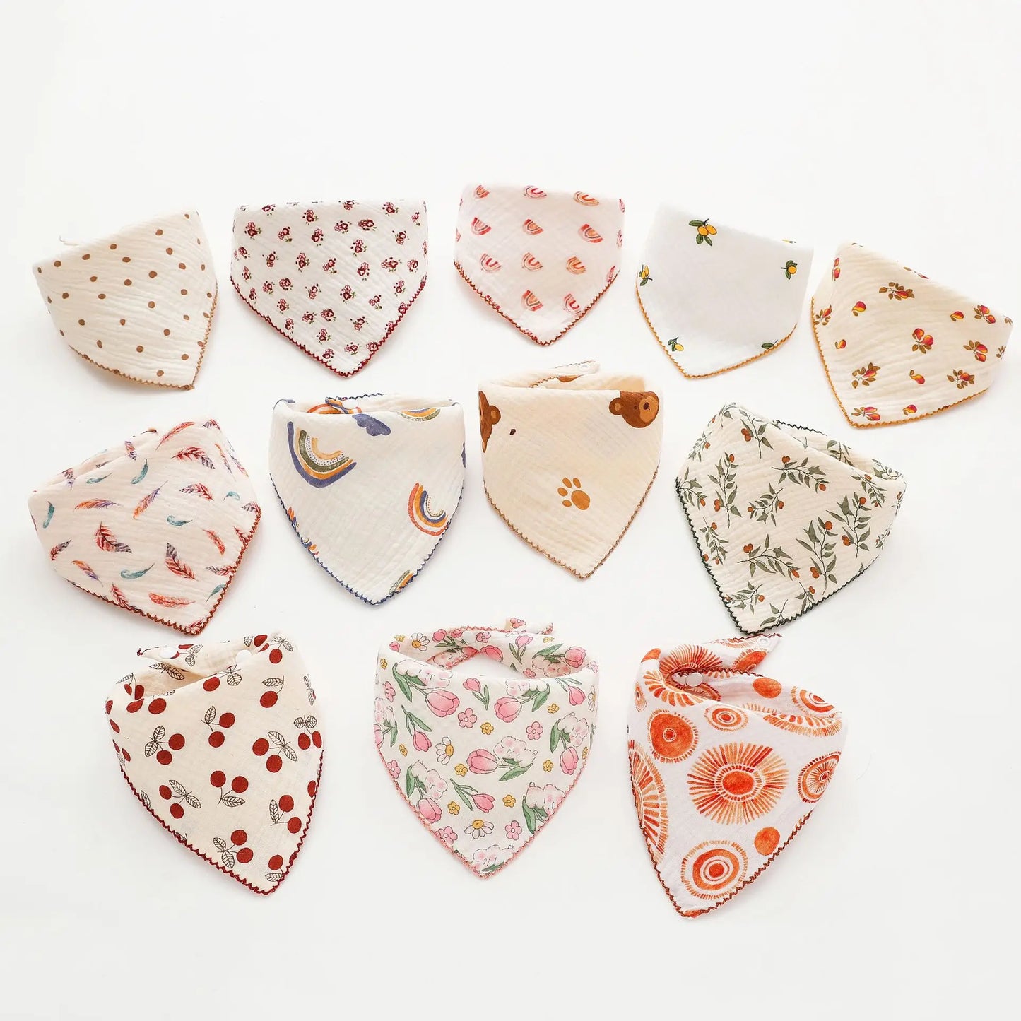 Baby Cotton Bibs Triangle Soft Lace Burp Cloth Saliva Towel Apron Bandana Scarf for Boys Girls Feeding Drool Bib Korean Style