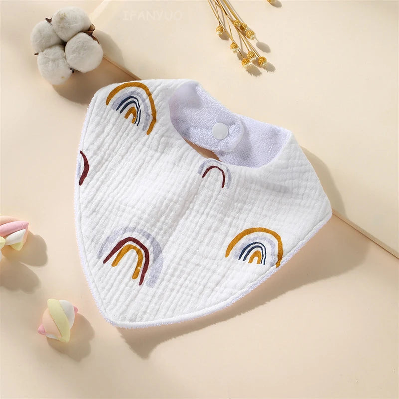 New Baby Cartoon Animal Triangle Bib Pure Cotton Waterproof Boy Girl Kid Printed Saliva Towel Newborn Infant Anti Spitting Cloth
