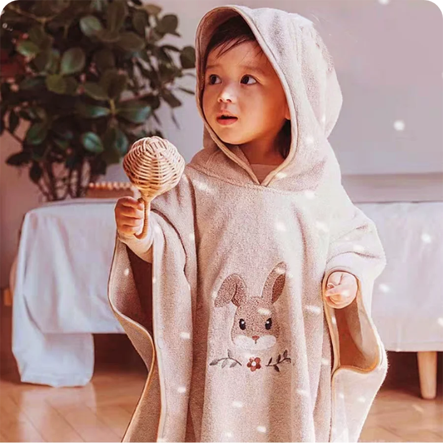 Baby Bath Towel Hooded Soft Coral Velvet Child Bathrobe Cute Cartoon Animal Warm Toddler Sleeping Swaddle Wrap Towel Blanket