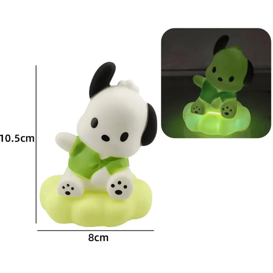 New Kawaii Sanrios Night Light Enamel Cloud Cartoon Kuromi Cinnamoroll Pochacco Small Table Light Illuminating Decoration