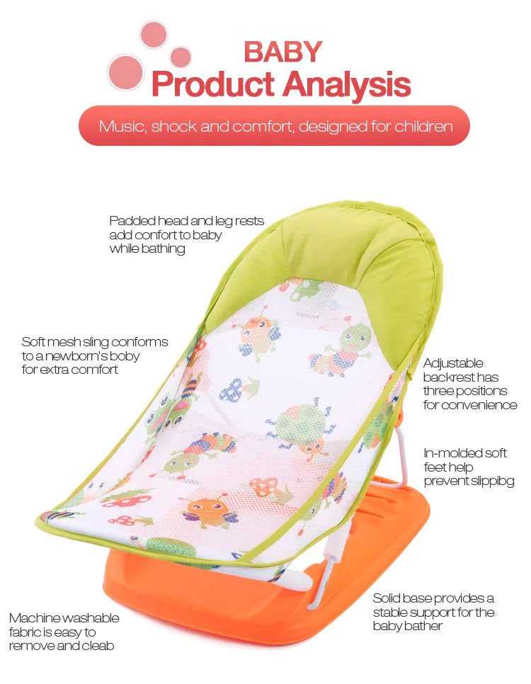 Summer Deluxe Baby Bather Seat Comfort Folding Baby Bather Rocking Chair Baby to Toddler Bath Tub - No-Slip Seat