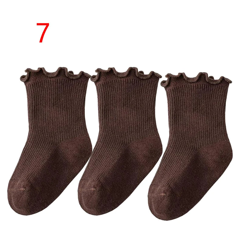3Pair/lot New Boys and Girls Solid Color Baby Socks