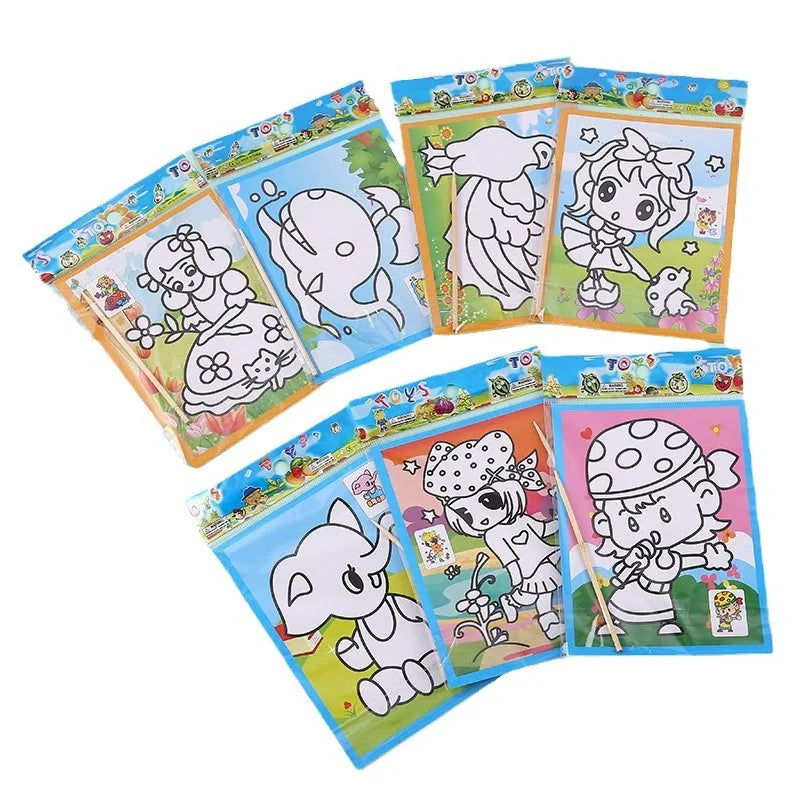 10pcs Children Scratch Montessori Drawing Toys DIY Paper Cartoon Art Painting Education Montessori Children Kids Baby Toy Gifts