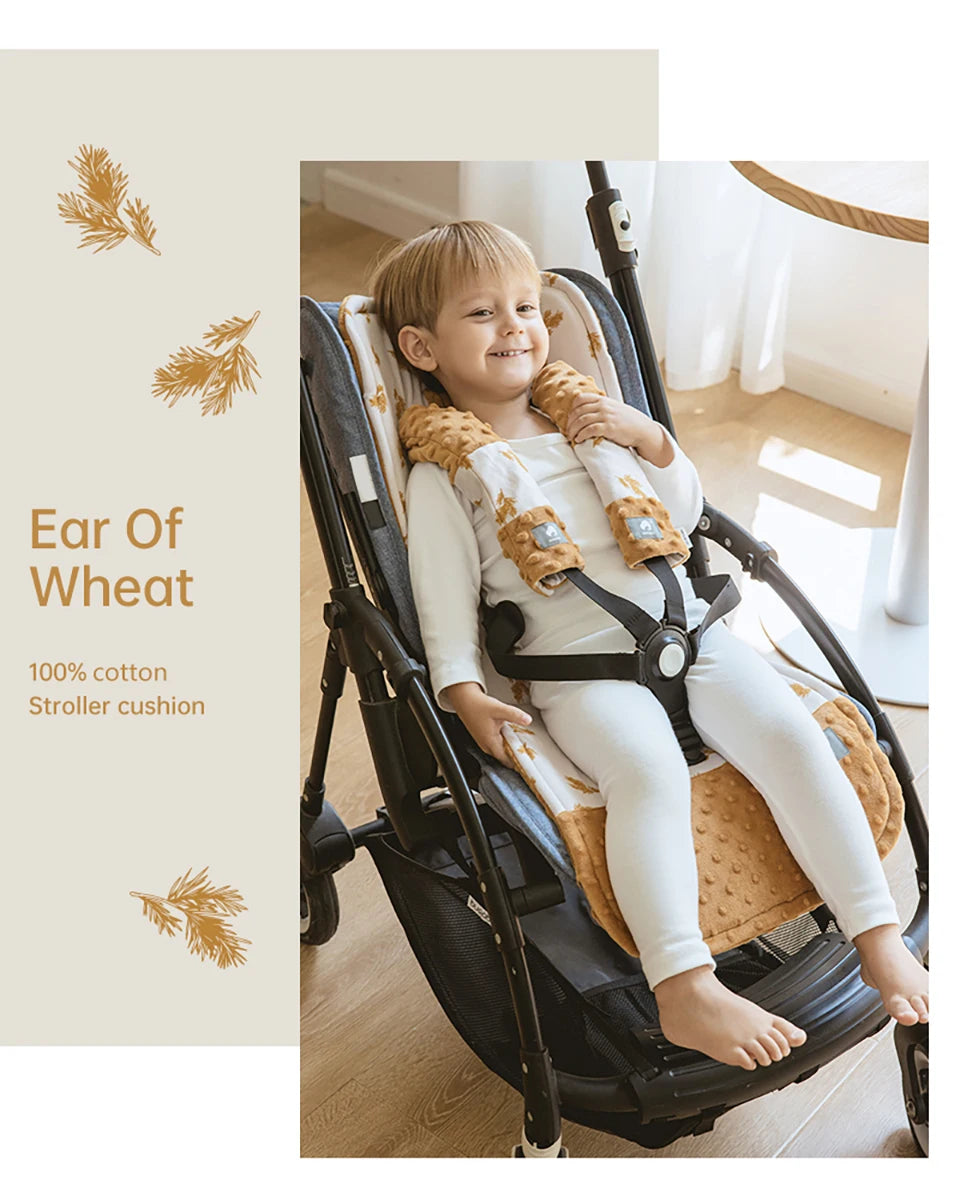 Stroller Cushion & Seat Belt Cover 2Pcs/Set Universal Baby Pram Seat Pad Soft Kids Pushchair Car Mat Stroller Accessories
