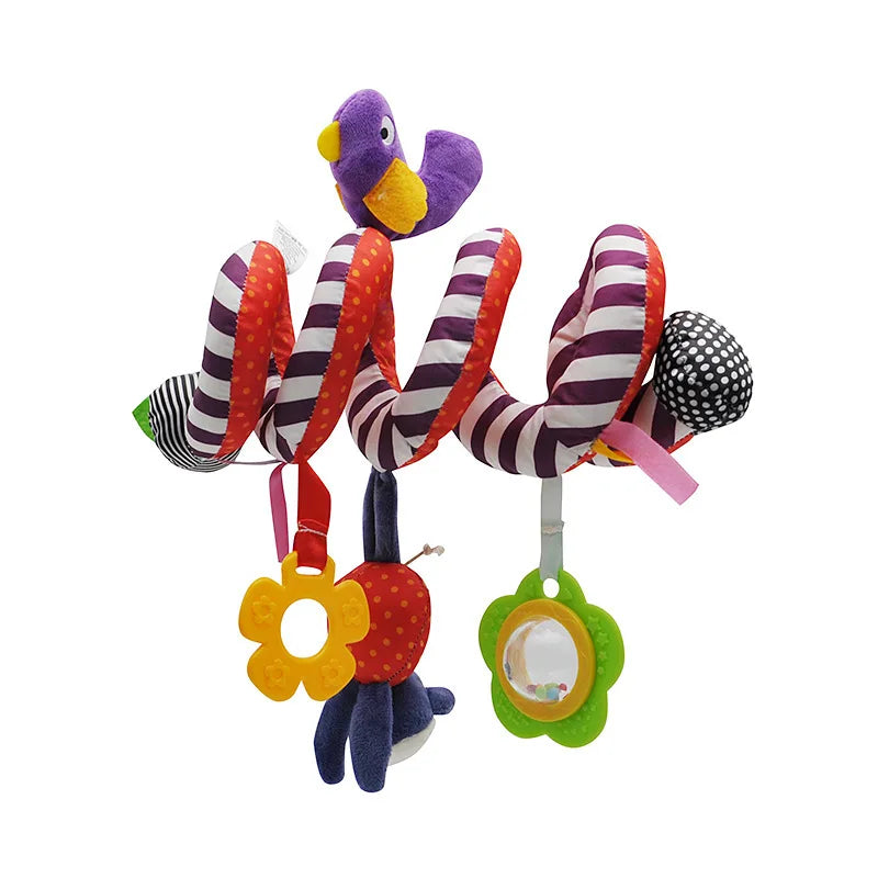 Newborns Spiral Hanging Activity Stroller Toy Baby Carseat Toy Black & White Lion Koala Rattle for Crib Mobile Sensory Toy Gift