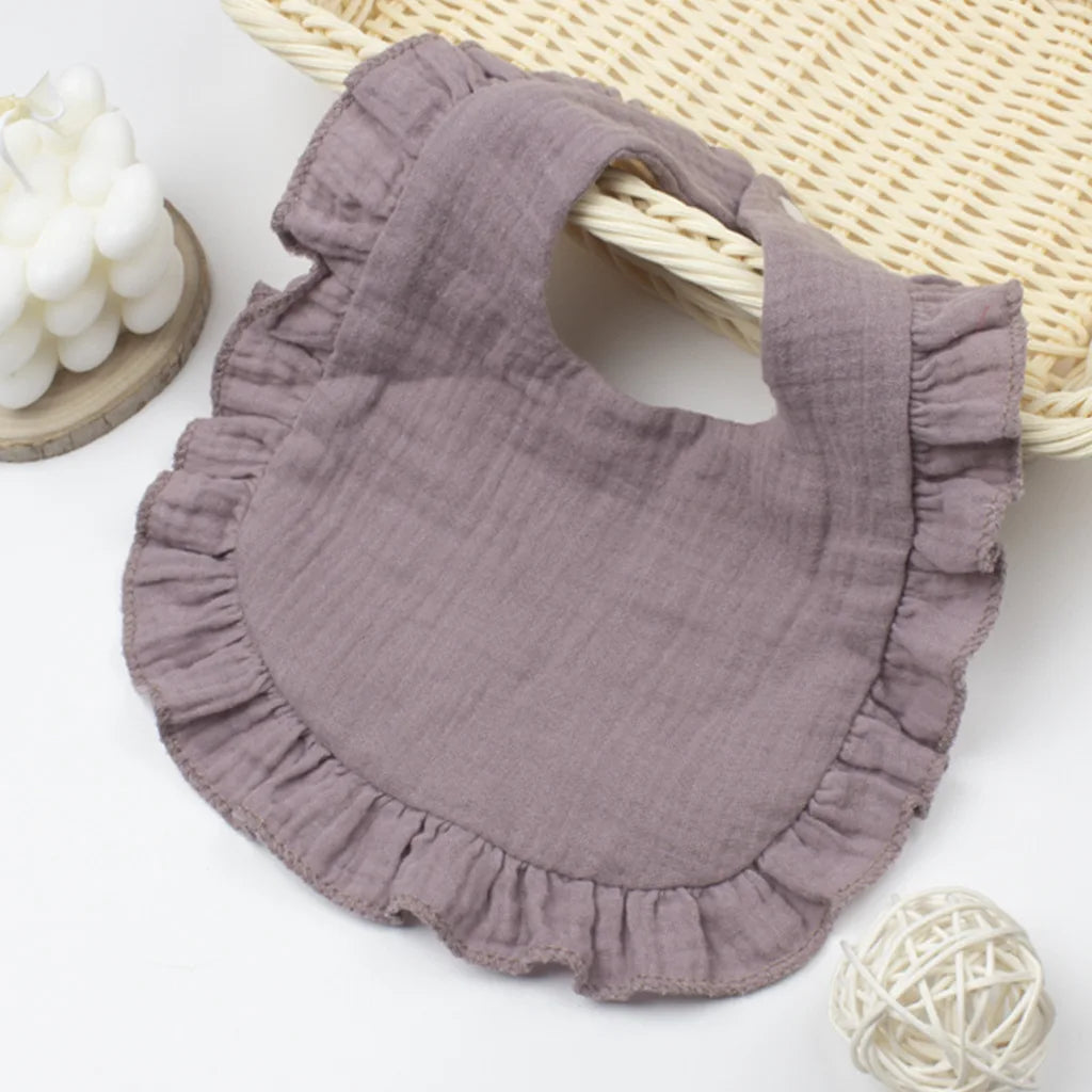 Gauze Bib for Boys Girls Pure Cotton Candy Colored Comfortable Saliva Bib Baby Solid Colored Lace Saliva Towel Baby Products