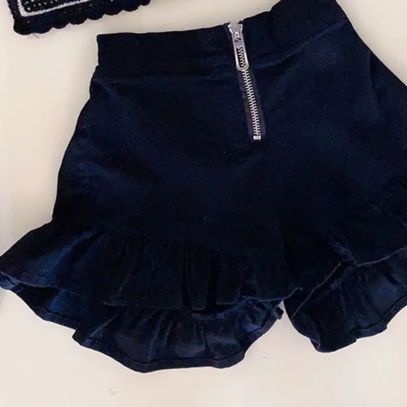 Fashion Baby Girl Knitted Clothes Set Strap Flower Vest+Shorts 2PCS Infant Toddler Child Summer Crop Top Clothing Suit 1-12Y