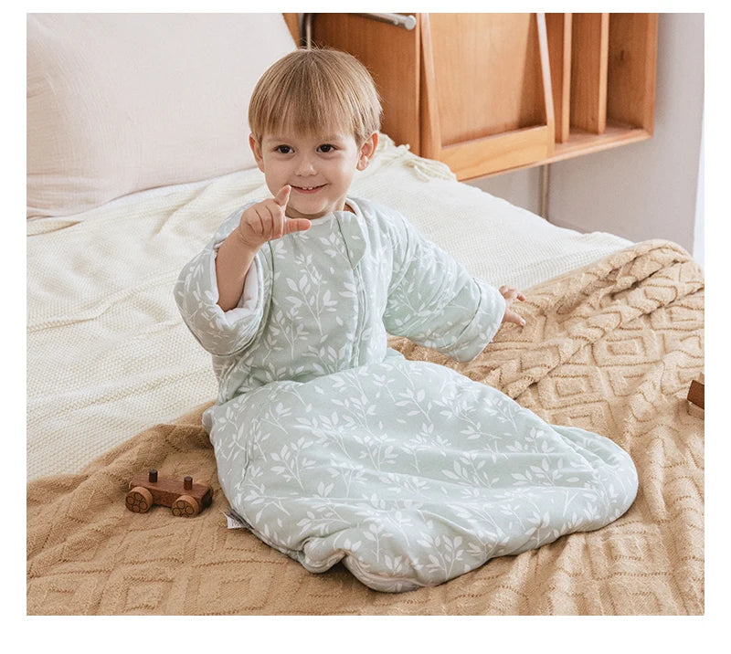 Sleeping Bag For Babies 0-24Months Thicker Winter Sleep Sack Removable Sleeves Kids Anti-Kick Prevent Cold Baby Blanket 3.5Tog