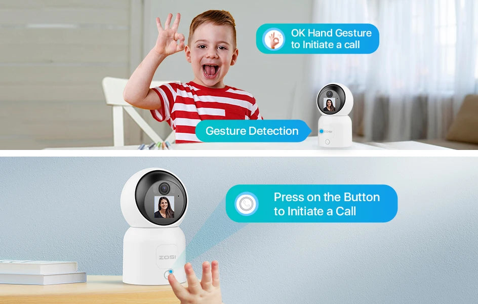 ZOSI C519M 4MP HD Indoor Baby Monitor 1.44 Inch Screen 2.4G/5G WiFi Video Call Auto Tracking Wireless IP Smart Surveillance Cam