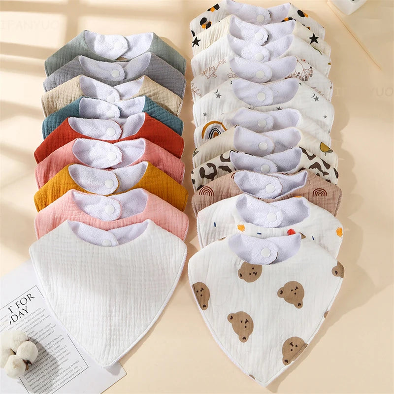 New Baby Cartoon Animal Triangle Bib Pure Cotton Waterproof Boy Girl Kid Printed Saliva Towel Newborn Infant Anti Spitting Cloth