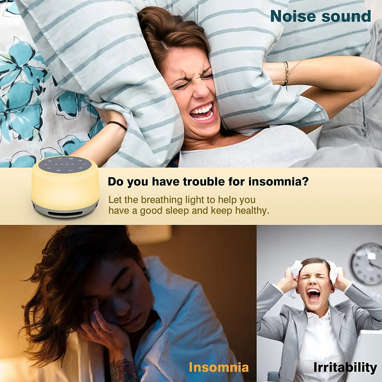 Hot Sale Physical Therapy Equipments Portable Sleep Fan Sound Machine White Noise Machine with RGB Night Light For Baby