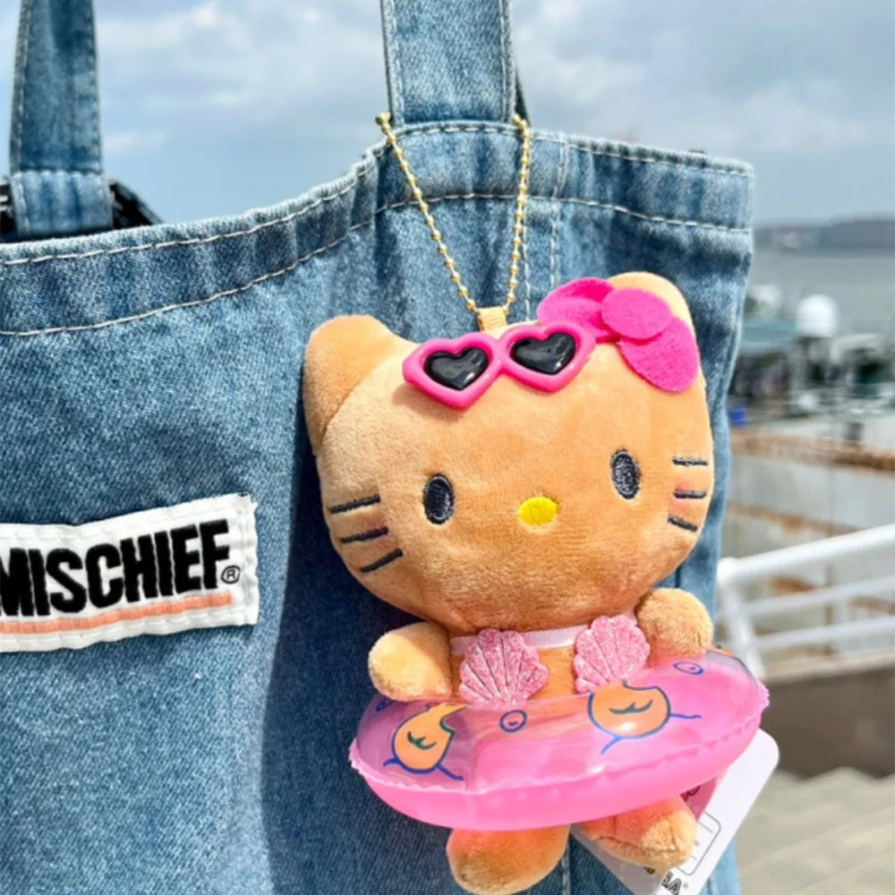 Sanrio Kawaii Cartoon Keychain Hello Kitty Plush Doll Pendant Key Ring Charms Backpack Car Decor Bag Accessories Girls Gifts