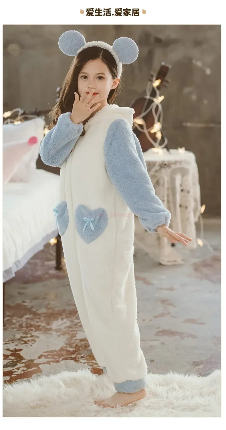 Sanrioed Plush Anime Cinnamoroll Winter Flannel Kids Rompers Girl Boy Toddler Jumpsuit Infant Clothes Pyjamas Kid Overalls Gift
