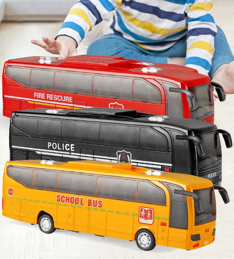 School Bus Toys Cars Plastics Little Cars City Bus With Sound And Light Up Friction Powered Cars Play Toys Gift For Kids