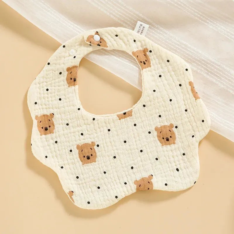 Wholesale Pure Cotton Printed Six-layer 360 Rotatable Baby Feeding Bibs Toddler Saliva Towel Infant Gauze Baby Bib