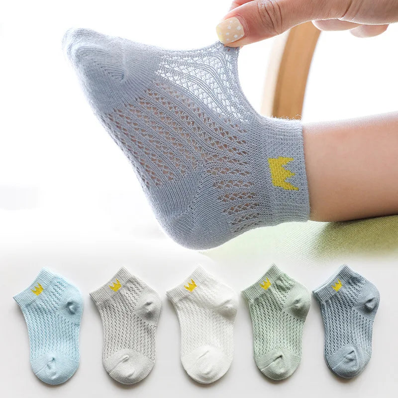5 PAir Set Children Socks Summer Fishnet Boy Socks Spring Summer Thin Mesh Boat Socks Boys Girls Short Socks