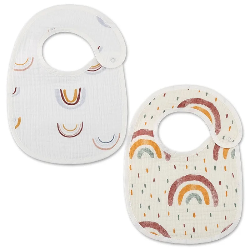 2pcs/set Waterproof Baby Bibs Cotton Infant Feeding Bib Newborn Burp Cloths Bandana for Kids Boys Girls Soft Saliva Towel