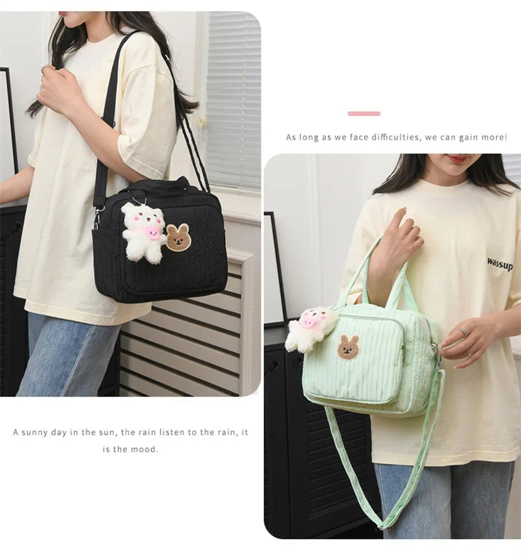 Baby Diaper Bags Maternity Mommy Bag Portable Multi-function Large Capacity Quilted Mom Travel Tote Bottle Storage with Pendant