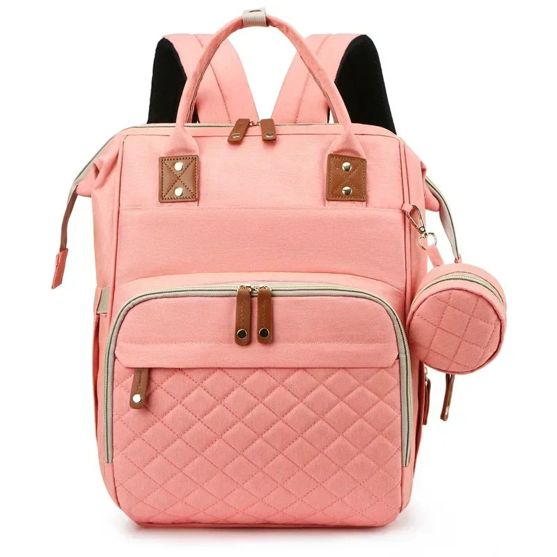 Mummy Backpack With Foldable Crib Soft Mattress Multifunctional Mommy Bags Baby Bottle Insulation Storage Bags Diaper Organizer