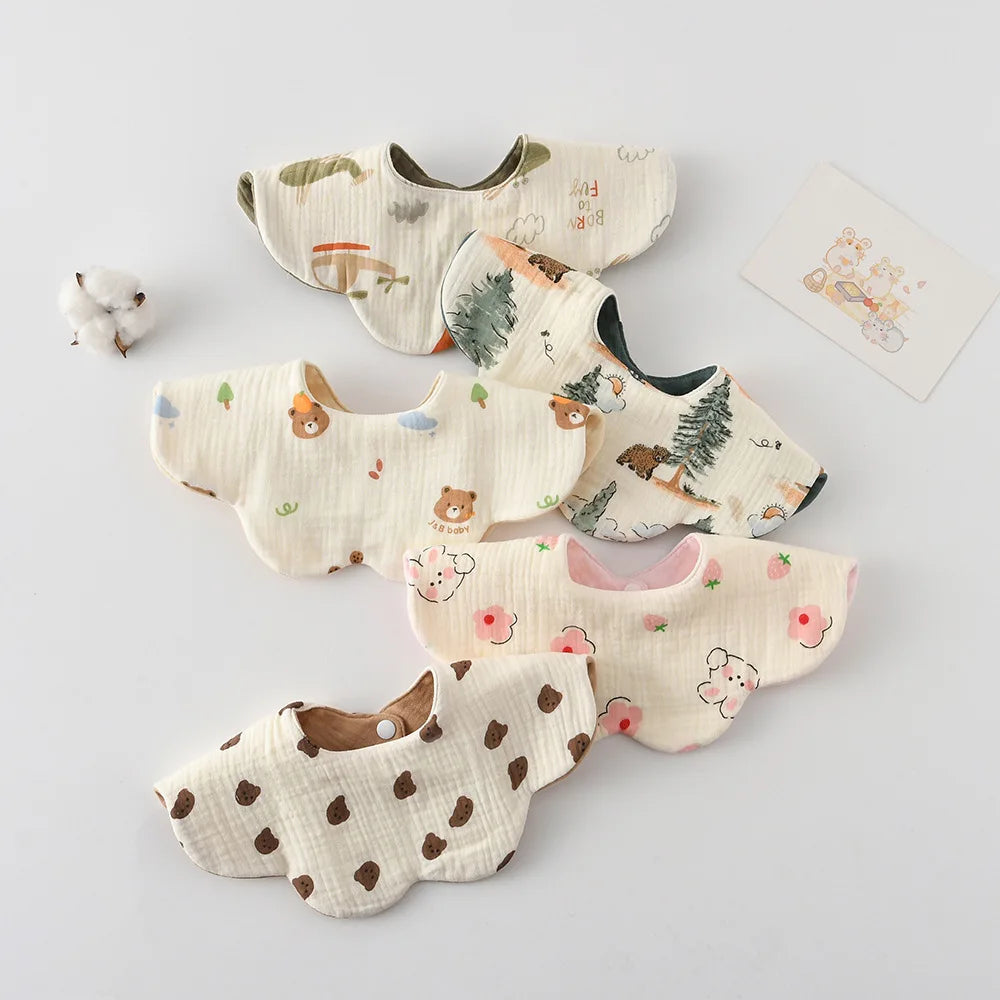 New Cute Cotton Baby Feeding Drool Bib Infants Two-sided Usable Saliva Towel Soft Burp Cloth For Newborn Toddler Kids Bibs