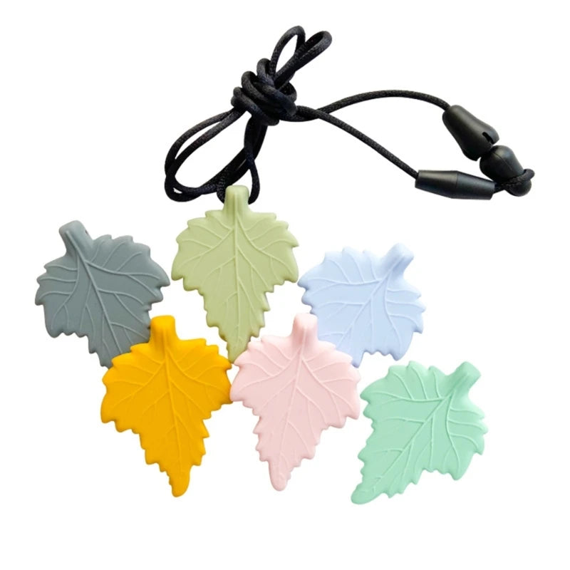 Baby Silicone Teether Kids Chew Necklace Sensory Chewy Pendant Teething Toys for Autism ADHD Special Needs