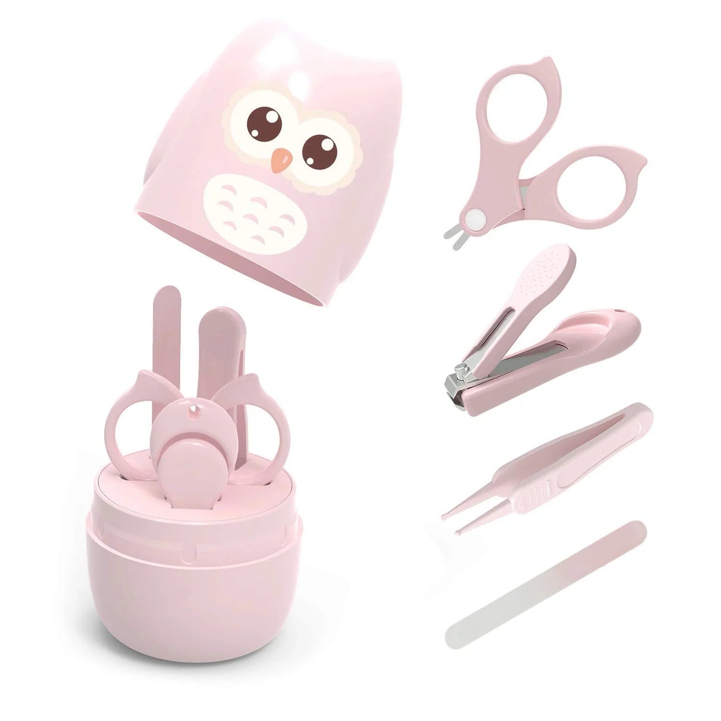 Baby Nail Kit, 4-in-1 Baby Nail Care Set with Cute Case, Baby Nail Clippers, Scissors, Nail File & Tweezers, Baby Manicure Kit