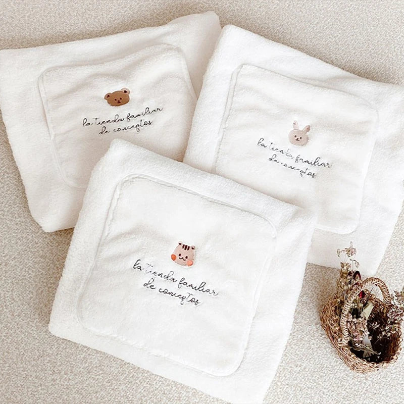ins cartoon bear plush baby blanket baby stroller windproof blanket travel out portable warm baby swaddle blanket