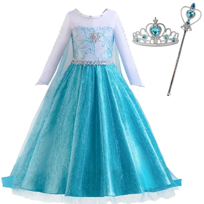 Elsa Dress for Girls 3-10 Yrs Birthday Role Elsa Princess Dress For Kids Halloween Carnival Easter Party Cosplay Girls Costume