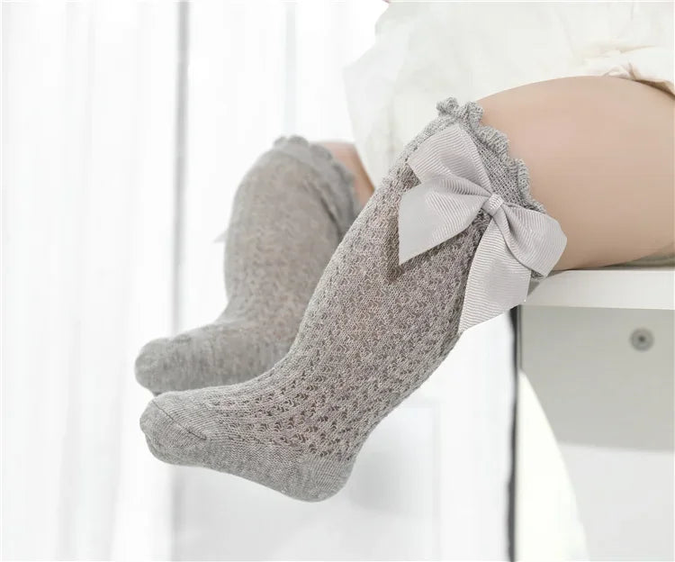 1/3Pairs Baby Girl Socks Toddler Big Bow Cotton Summer Mesh Infant Knee Socks Newborn Long Princess Socks For Girls 0-24Month