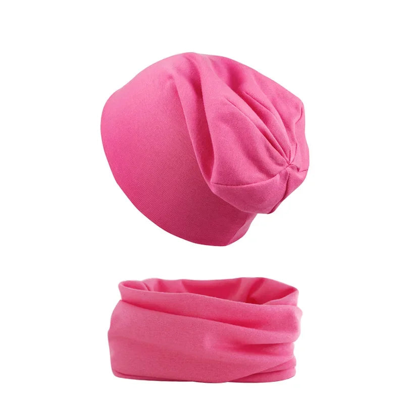 2pcs New Baby Hat Scarf Autumn Winter Soft Elastic Beanie Hats Cotton Newborn Bonnet Warm Accessories Set Boys Girls Hip Hop Cap