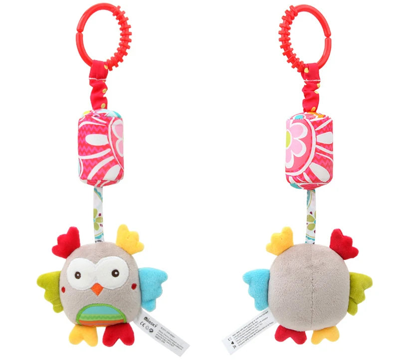 Baby Hanging Rattles Soft Sensory Learning Toy Plush Animals Stroller Infant Car Bed Crib Travel Activity for Babies Toddlers