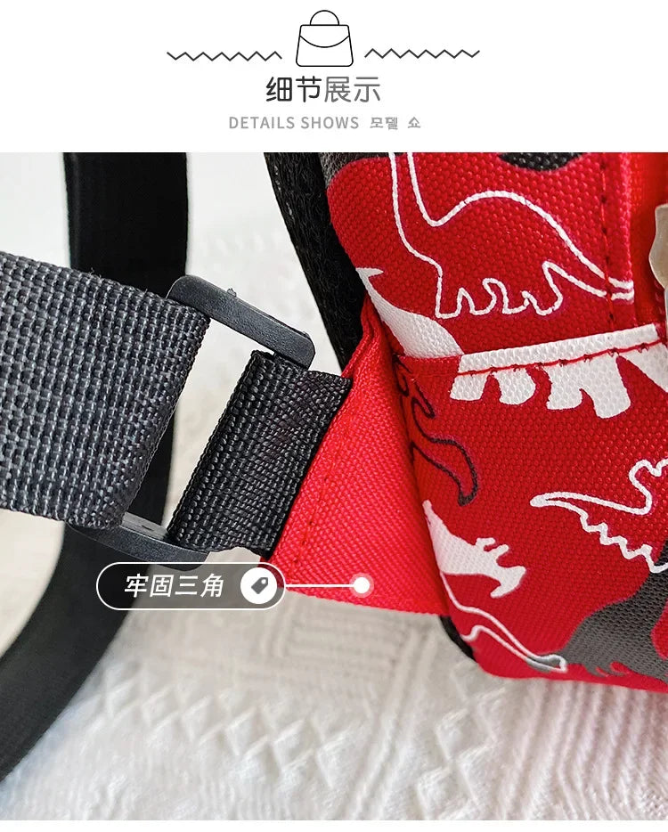Kids Waist Bags Cartoon Dinosaur Print Outdoor Travel High Capacity Crossbody Zipper Bag Girl Boy Gift Children Chest Pouch Pack