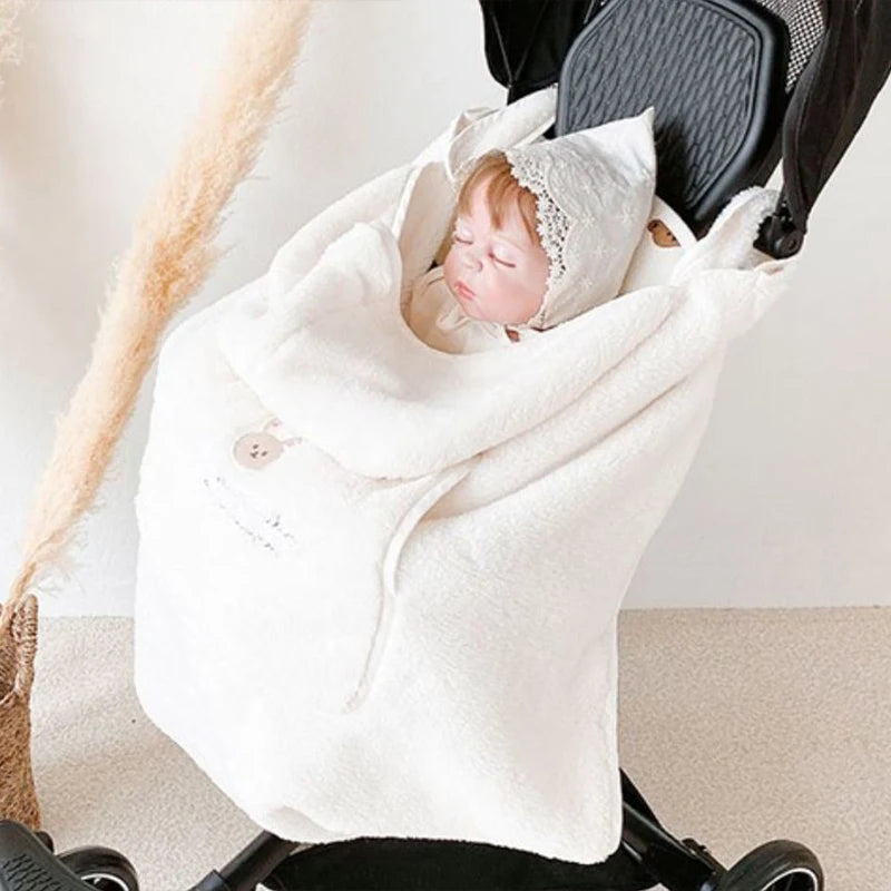 ins cartoon bear plush baby blanket baby stroller windproof blanket travel out portable warm baby swaddle blanket