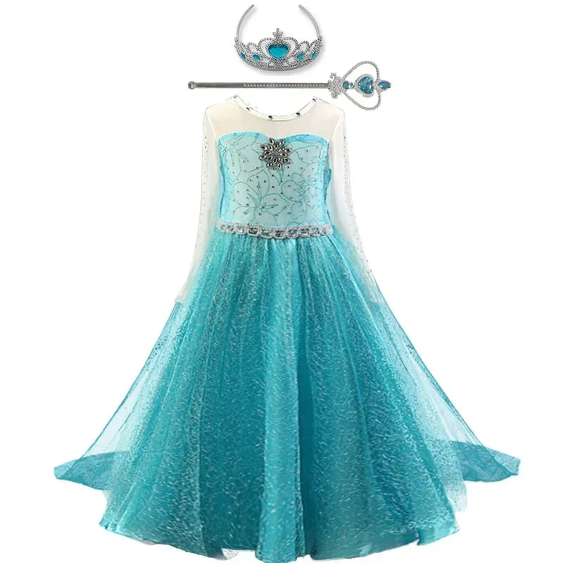 Elsa Dress for Girls 3-10 Yrs Birthday Role Elsa Princess Dress For Kids Halloween Carnival Easter Party Cosplay Girls Costume