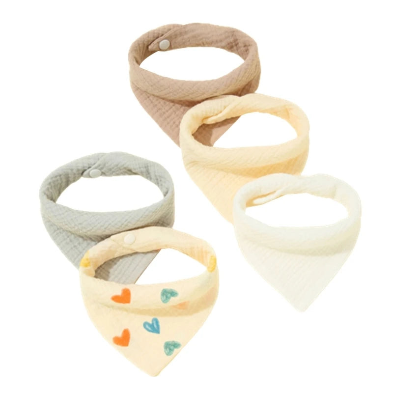 5Pcs Feeding Drool Bibs Cotton Accessories Newborn Solid Color Button Soft Towel Baby Bibs