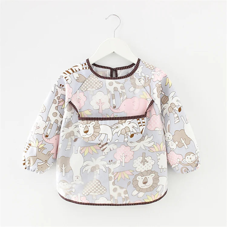 Newborn Baby Bibs Blouse Waterproof Long-sleeved Reverse Dressing Infant Eating Clothes Apron Bib Protective Clothing 0-2Years