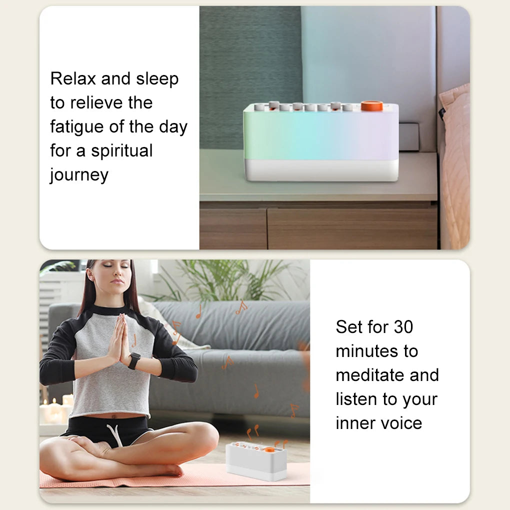 Smart Sleep Aid Speaker RGB 12 Colors Night Light With 8 Nature Sounds White Noise Sleep Machine Bluetooth-compatible Speaker