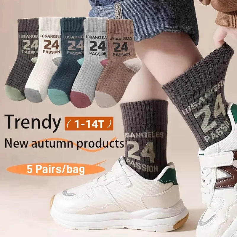 1-9T Kids Boys Girls Socks Autumn Cozy Sock Cute Bear Pattern Cotton Socks Children