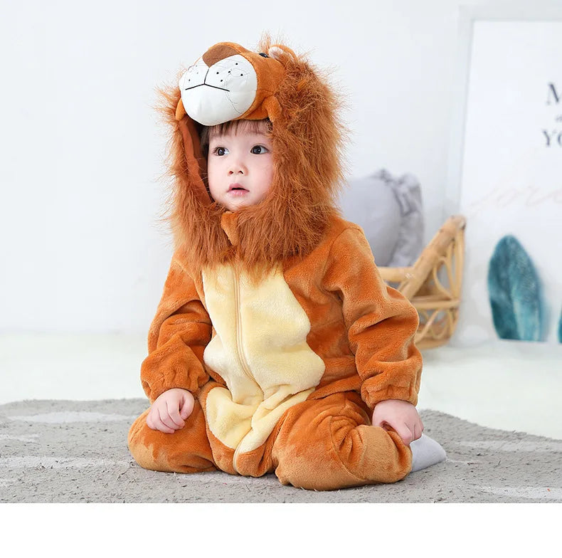Toddler Outfit Unisex Baby Animal Costume Lion Costume for Kids Homewear Boys Jumpsuit Halloween Dress Up Romper