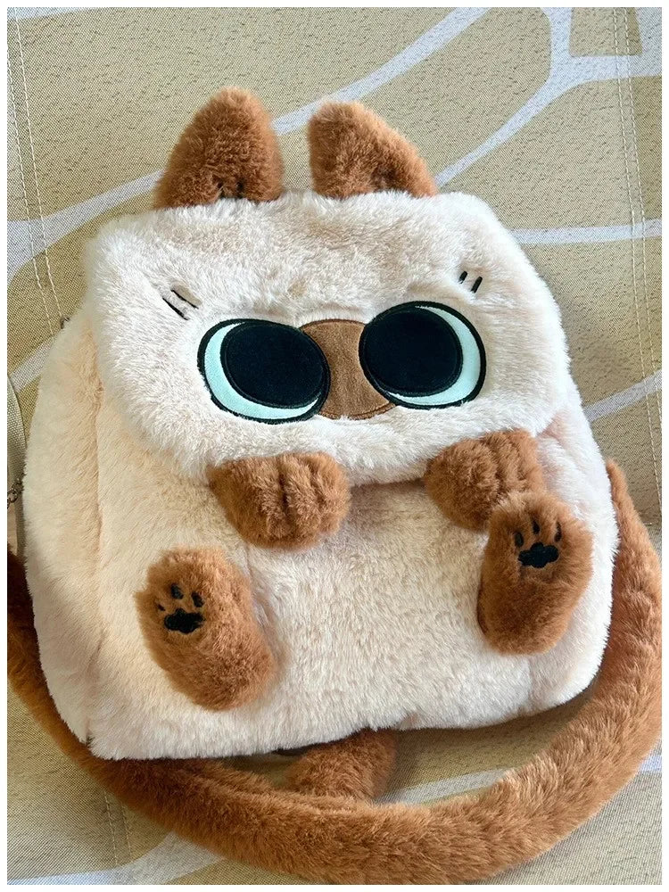 Student School Bag Artificial Fur Plush Capybara Bag Casual All-match Fur Bag Large Capacity Backpack School Backpack Mochila