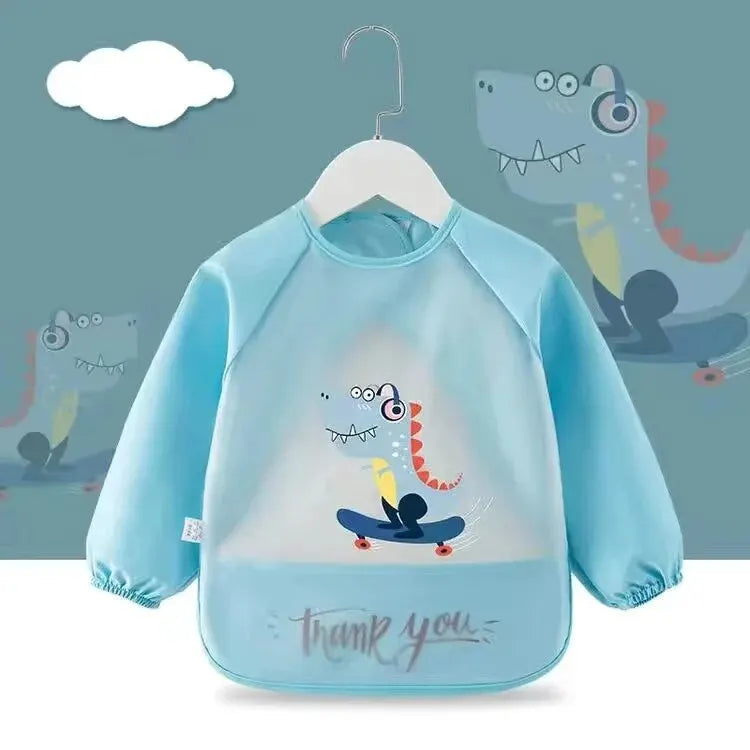 Baby Food Overalls Waterproof Children's Bibs Boys And Girls Drool Towel Four Seasons Long Sleeve No-Wash Apron