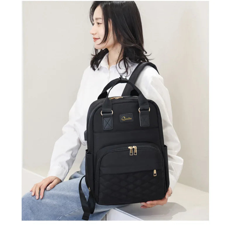 New Mommy Diaper Bags with Diaper Pad Nursing Bags Maternity USB Multifunctional Portable Large Baby Stroller Hanging Bag
