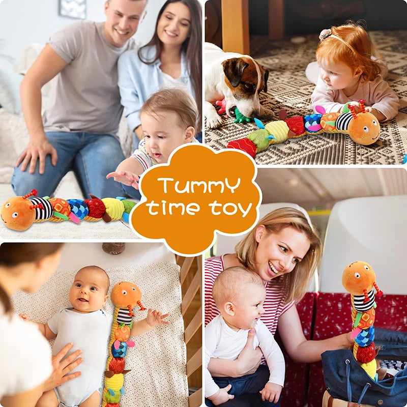 Baby Rattle Musical Caterpillar Worm Soft Infant Plush Toys Educational Interactive Sensory Toy for Babies Newborn Toddler Gift