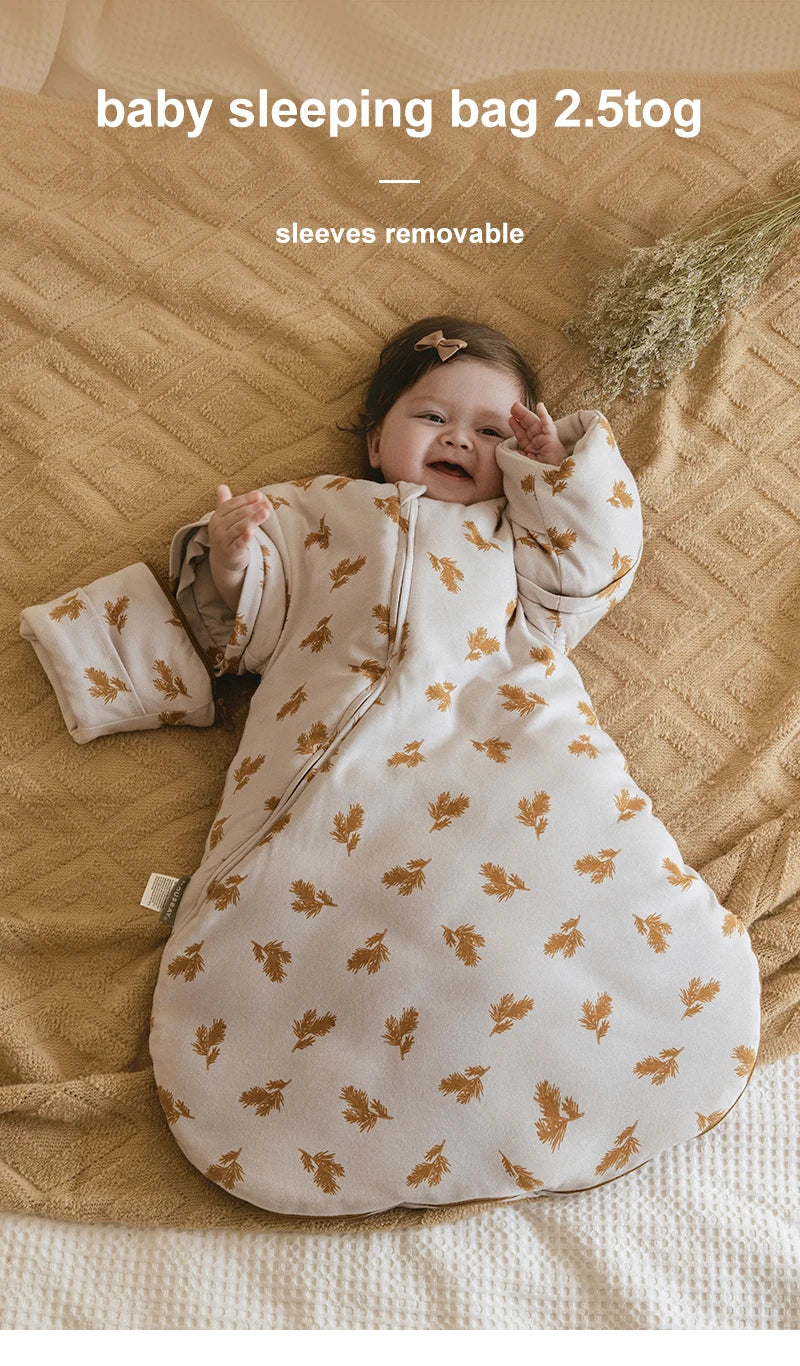 Sleeping Bag For Babies 0-24Months Thicker Winter Sleep Sack Removable Sleeves Kids Anti-Kick Prevent Cold Baby Blanket 3.5Tog