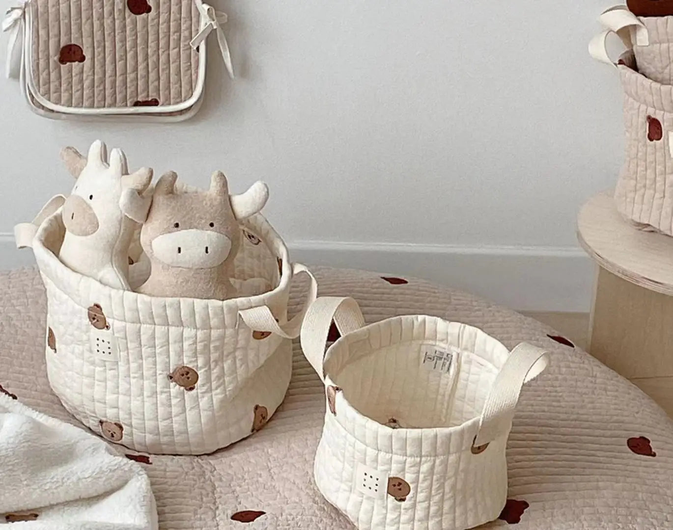 2022 New Diaper Bag Nappy Caddy Baby Items Toy Storage Bag for Newborn Crib Organizer Bedding Cotton Embroidery Mommy Bag Bebe