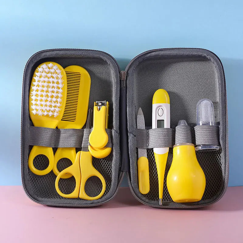 8PCS Baby Grooming Kit, Nail Clipper, Brush, Nasal Aspirator, Comb, and EVA Case for Newborn Care Essentials