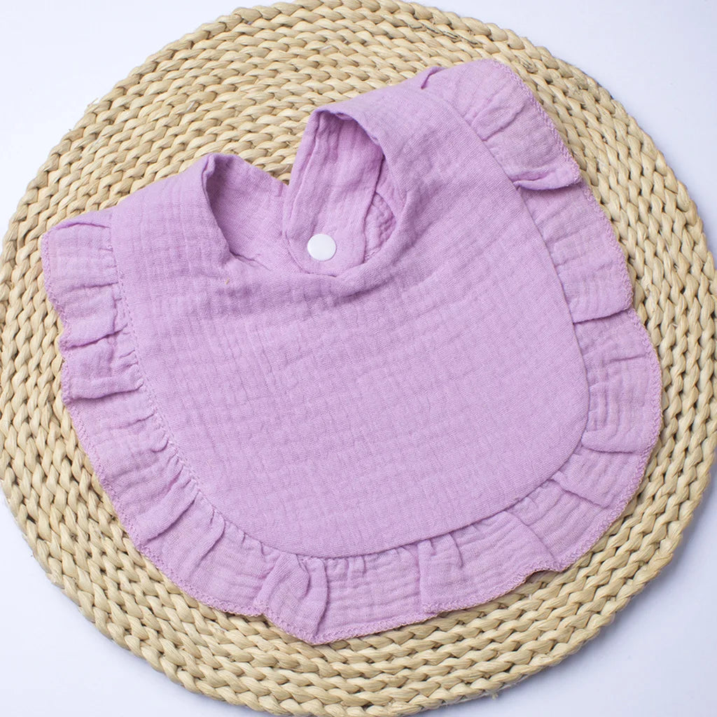 Gauze Bib for Boys Girls Pure Cotton Candy Colored Comfortable Saliva Bib Baby Solid Colored Lace Saliva Towel Baby Products