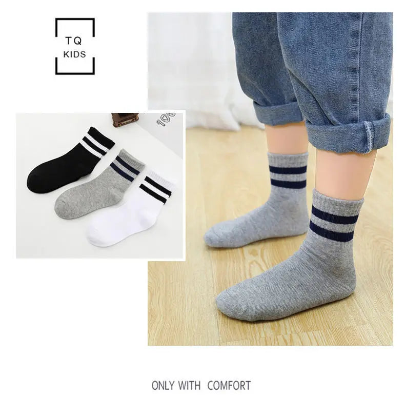 5 Pairs/ Lot Pure Colour Soft Breathable Cotton Kids School Socks Girls Boys Casual Grey Black White Sports Children's Socks