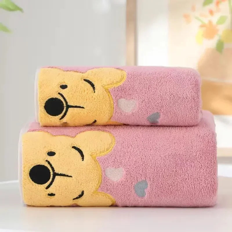 35x75cm/70x140cm Winnie Bear Towel Bath Towel Soft and Absorbent Coral Velvet Towel Home Wash Towel Children's Cartoon Bath Towe