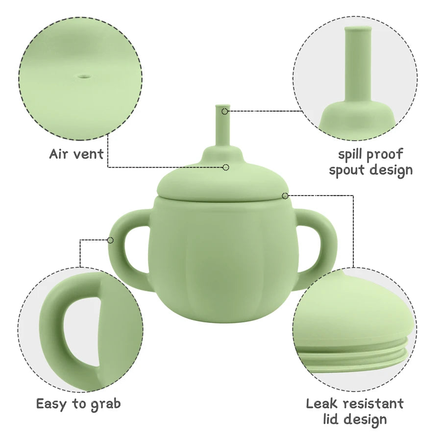 1PCS Baby Silicone Straw Cup BPA Free Portable Storage Snack Container Feeding Cup Kids Learning Drink Cup Water Bottle